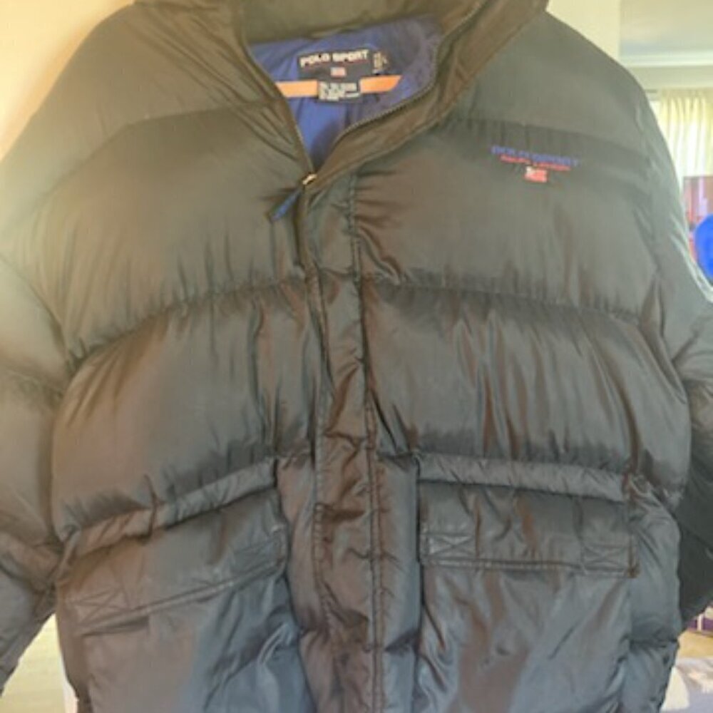 EUC Polo Sport Ralph Lauren Goose Down Puffer Jacket USA Flag Size L